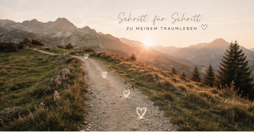 Weg durch die Allgäuer Landschaft mit Herzen